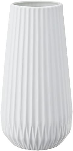 Bloomingville Tall White Ceramic Fluted Vase