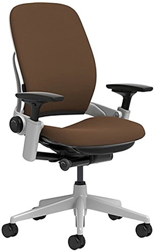 Steelcase Leap Chair with Platinum Base & Hard Floor Caster, Chocolate
