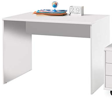 Stella Trading Optimus Schreibtisch schmal, Holzwerkstoff, One Size, Weiß