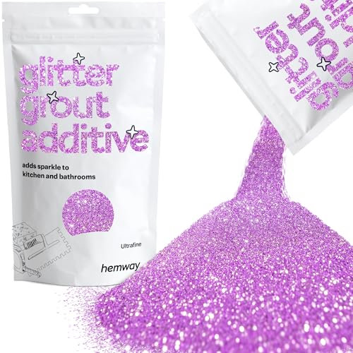 Hemway Glitter Grout Additive - Lavender Purple | 100g Ultrafine Flakes for Adding Sparkle to Old & New Kitchen & Bathroom Tiles | Enhance Your Indoor Grouting Projects with a Sparkly Effect