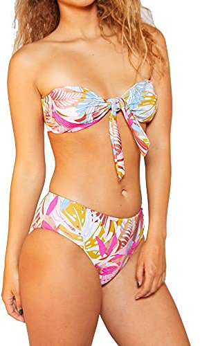 Hurley Damer W palm paradis knuten bandeau bikini topp Bleks elfenben XS