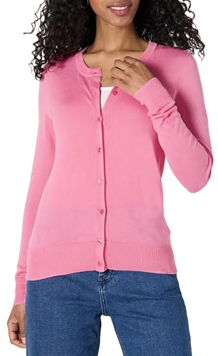 Amazon Essentials Gilet Col Rond Léger (Grandes Tailles Disponibles) Femme, Rose, M