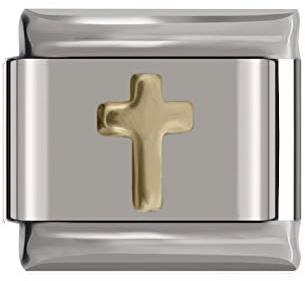 Guldkors-berlock – passar alla klassiska 9 mm italiensk stil berlockarmband – Storbritannien lager