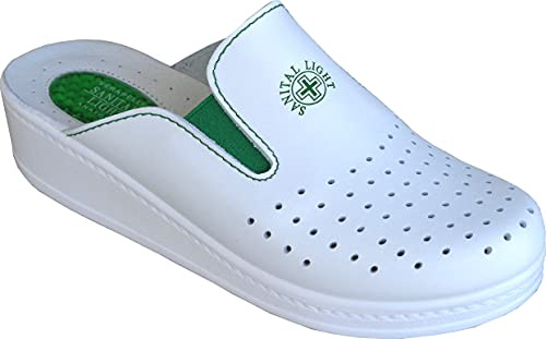 Sanital Light - Zapatilla EN Cuero por LA CASA - 1352 con Almohadilla de Gel en el talón
