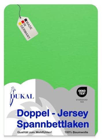 Dukal | Boxspring Spannbettlaken | max. Höhe 35 cm | 120x200-130x200 cm | aus hochwertigem DOPPEL-Jersey | 100% Baumwolle | Farbe: apfelgrün