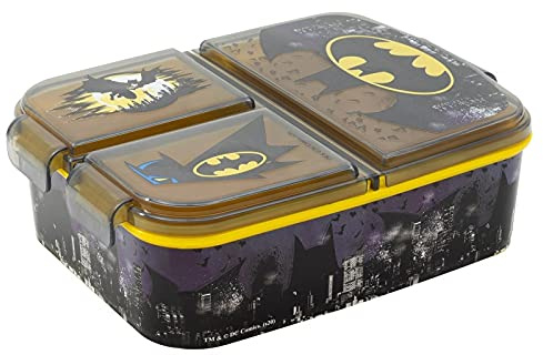 OM SUPPLIES Batman Reusable Sandwich Lunch Box 3 Multi Compartment Kids Children School (Batman)