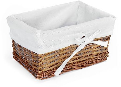 Arthur Cameron - Hand-Crafted Wicker Hamper Basket with Removable Lining - This Empty Hamper Box is Perfect for Storage use as an Organiser Tray or a Small Gift Basket (Natural)