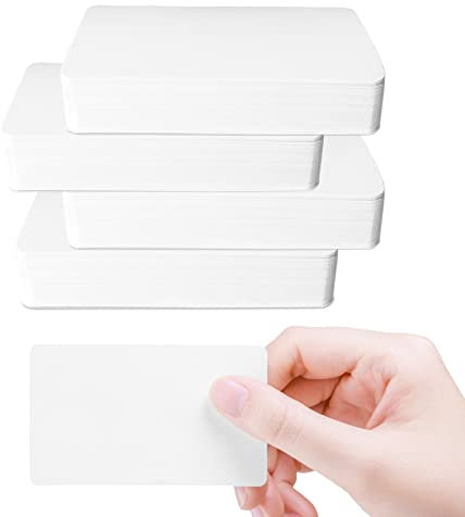 200 Stück Blanko Kraftpapier Karten - 6 Farben DIY Papier Wortkarten, Karteikarten, Mitteilungskarten, Visitenkarten, Lernkarten, Memory (Weiß)