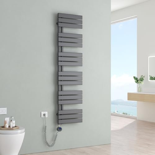S'AFIELINA Sèche-Serviette électrique1599×400mm, radiateur sèche-Serviette électrique avec Thermostat, WiFi, minuterie programmable, écran LCD, Radiateur Salle de Bain 800 W, Antracite