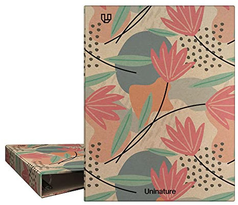 Unipapel Ringbuch, A5, umweltfreundlich, Karton und Papier, 100% recyceltes Papier, 4 Ringe, 20 mm, rund, Uninature Design, Blumen, FSC Recycled 100%, Farbe - Kraft