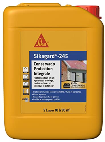 SIKA - Protection hydrofuge tout en 1 - Sikagard-245 Conservado Protection Intégrale - Imperméabilisant & anti-tache - Toute surface, façade, toiture, terrasse, sols - Invisible - 5L = env 10 à 50m²