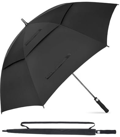 Snowalva 62 Inch Golf Umbrella Windproof Strong, Large Umbrella Double Vented Canopy Golf Umbrella Automatic Open Extra Big Golf Outdoor Umbrella for 2-3 Men Sun Protection Windproof & Rainproof