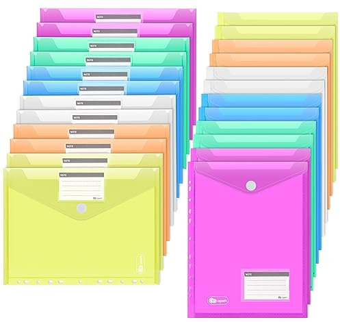 Agoer 24er Dokumententasche zum Abheften, Wasserdicht mit 11 Lochrand, Etikettentasche, Sammelmappen für Dokumente in 6 verschiedenen Farben