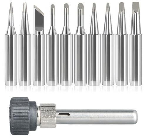 10 Piezas Puntas Soldador Estaño, Puntas Estañador de 900m Sin Plomo, Puntas de Repuesto para Soldador, Accesorio para Soldar Con Aleación, para Mangos de Estaciones de Soldadura Serie 936