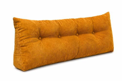 chilly pilley® Cuscino Schienale In Velluto A Coste Cuscino Da Lettura Cuscino Da Letto Cuscino Da Parete Cuscino A Cuneo Cuscino Di Supporto Per Letto Molti Colori 140x50x20 (Miele)
