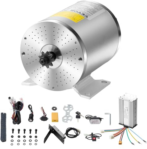 VEVOR Kit de moteur électrique sans balais, 1800 W, moteur électrique CC pour karts, 48 V 4500 tr/min, avec contrôleur de vitesse, pédale et poignée d'accélérateur, pour vélo électrique, moto, scooter
