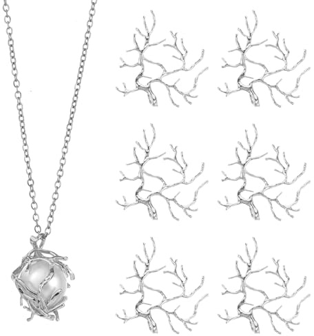 Lusofie 6 Pcs Branch Pendant Trays – Silver Claw Settings for Jewellery Making