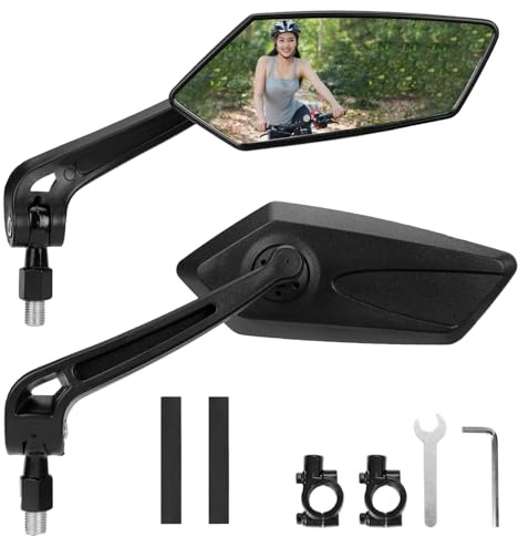 WUBAYI Set di 2 specchietti retrovisori di sicurezza regolabili a 360° per manubrio di bicicletta, vetro HD antiriflesso, resistente alle vibrazioni e durevole, adattamento universale 21-32 mm (MTB