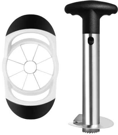 Asdirne Pineapple Corer & Apple Slicer, Pineapple Cutter and Fruit Slicer with Food Grade Stainless Steel Blade and ABS Grip, Pineapple Peeler, Black