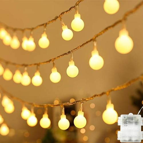 A.bigwhale Guirnalda Luminosa Exterior, Luces Navidad Exterior Pilas, 30 LED Luces Decorativas con Temporizador para Balcón, Dormitorio, Jardín, Fiestas, Navidad, Bodas, Decoración Interior