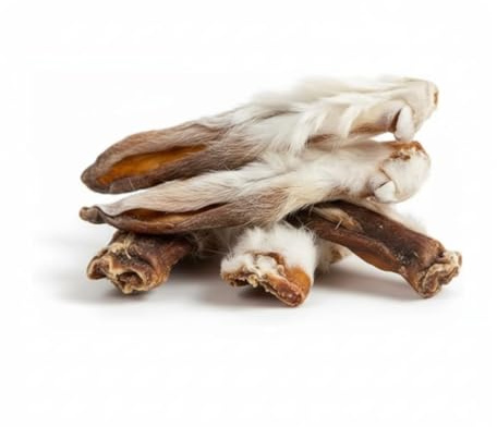 Dei NATURE Orecchie di Coniglio Naturali con Pelo, 32 Pezzi, Snack Premium per Cani, Masticativo BARF, Masticativo Naturale per Cani