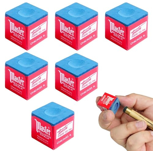 SJIFJSE 6 Pièces Bleu Billard, Craies de Billard pour Queue de Billard, Amélioration de la Précision des Coups, Entretien des Tables de Billard, Performances Durables pour Tournois et Jeux