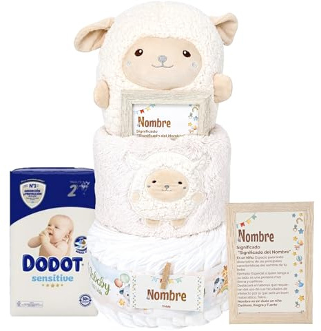 Mababyshop Tarta de Pañales Mi Ovejita con Manta y Peluche (Gris)