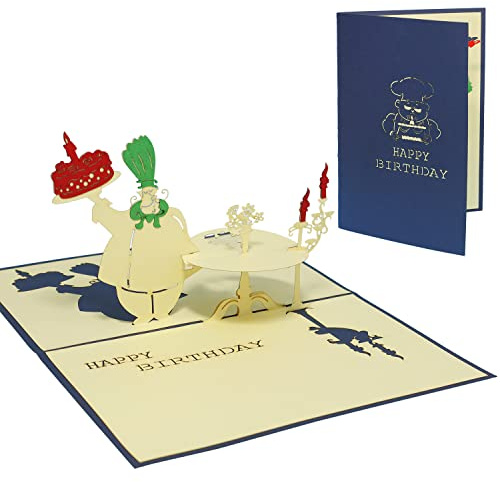 LINPOPUP® 3D popup-kort födelsedag, födelsedagskort med kuvert, grattis på födelsedagen – presentkort till födelsedag, present till vänner, man, fru, kollegor, njutningsälskare, kock, N11