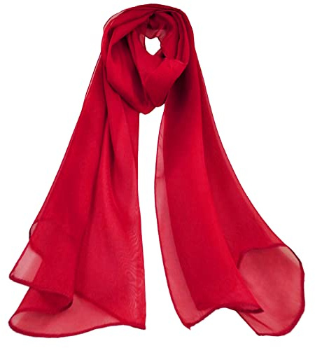 Mirror Fashion Women Lovely Plain Soft Long Sheer Chiffon Neck Head Scarves, 45cm X 160 cm (18 x 63) Soft Fabric