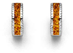 DUR Creolen Strandzauber aus 925 Sterling Silber mit Bernstein veredelt, Braun, 1,5x 15mm, O5242