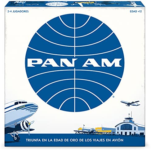 PAN AM Fun Strategy Board Game For The Whole Family - Spanish Language - Includes 52 Airplane Miniatures From 4 Distinct Airline Eras (Ages 12+) Ideal for 2-4 Players
