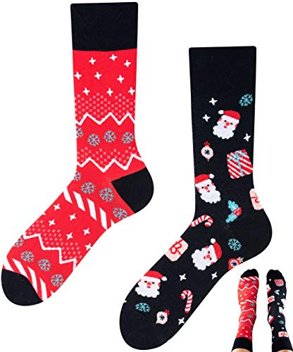 TODO Fantaisie Chaussettes de Noël Homme Femme – Humour, Drole, Multicolore (39-42, Cadeau de Noël)