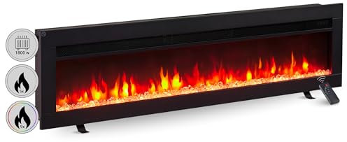 BALDERIA Elektrokamin Agnes 50 | 3in1 Elektrischer Stand-, Wand- oder Einbaukamin mit 3D-Flammeneffekt | Elektro Heizung 1800W | Kamin mit Fernbedienung, Startsteuerung, Timer & Thermostat | Schwarz