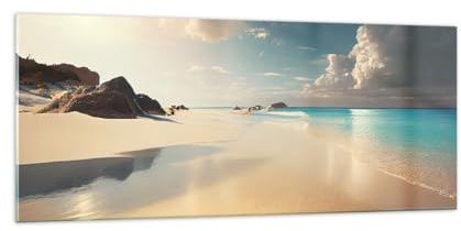 ARTTOR Vidrios decorativos 100x40cm Cuadro Sobre Vidrio Moderno Playa Salvaje Océano Borde Grande Cocina Cuadros Pared Impresiones Decoracion Salon Impresión en Cristal Wall Art Prints GAB100x40-6016