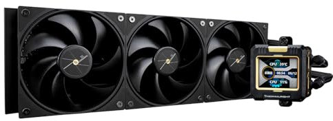 Thermalright Frozen Warframe 360 - Enfriador de Agua para CPU Negro con 3 Ventiladores PWM de 2000 RPM, Pantalla LCD IPS 320x240, Líquido AIO para PC