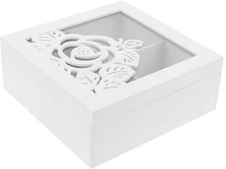 MAURY'S IL NUMERO UNO DEL RISPARMIO Scatola da The con Fiore Contenitore Porta Tisane Te Tea caffè in cialde spezie Porta bustine da thè infusi Tisane in Legno Stile Shabby