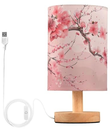 JUMBEAR Japansk Sakura Pagoda liten ögonvård bord, sänglampor nattduksbordslampor med lintyg skärm för barnrum vardagsrum kontor skrivbord