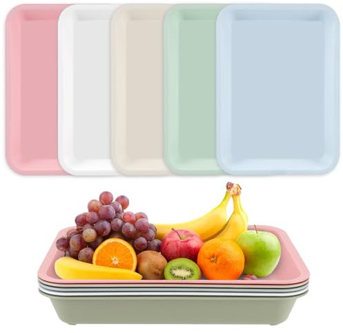 Williyatt Kunststofftablett Serviertablett Kunststofftablett Rutschfest Rechteckig 30.5 x 23 x 4.5 cm , Lebensmittelschale Servierplatten für Party Küche Esszimmer CaféKüche Esszimme(5 Farben)