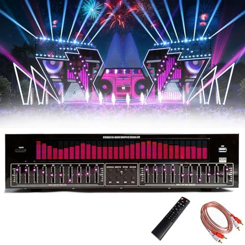 Ecualizador gráfico digital de 31 bandas con control remoto y cable de audio, espectro dinámico ajustable, 12 patrones de ritmo para grabación de estudio y sonido en vivo