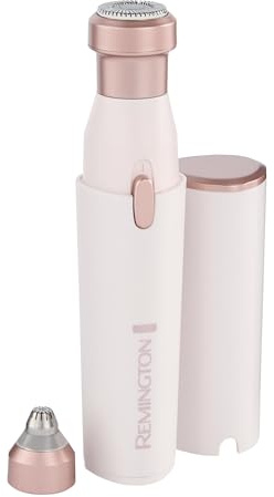 REMINGTON® 2-in-1 Facial Hair Remover [Hypoallergenic Attachments, LED Light, USB-C, 80min Runtime] BareMe (Gentle Shaver, Trimmer, Brow Sculptor, 100% Waterproof, Integrated Storage Cap) WFS200