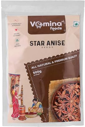VEMINA Star Anise Seeds 500g, Premium Whole Chakri Phool, Strong Aroma & Natural Flavor, Spice for Cooking, Baking, Tea & Ayurveda