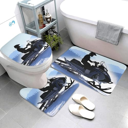 3 Piezas Juego De Alfombra De Baño Motonieve Alfombra De Ducha Durable Decorar Alfombras De Cama, para Bathroom, Cocina, Dormitorio