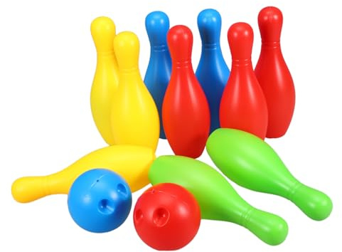Milisten Juego De Bolos para Niños Grandes 17 Cm, Material Resistente Seguro, para Interiores y Exteriores, Entretenimiento Familiar y Educativo, Juego Interactivo 10 Pines y 2 Bolas