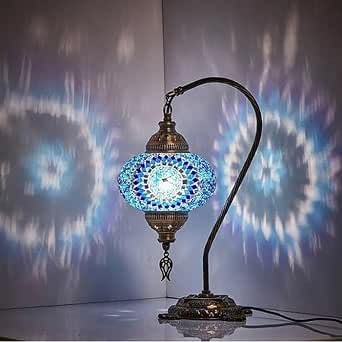 Halay Lampe de table turque faite à la main modèle arc bleu - Lampe de table orientale faite à la main modèle arc bleu