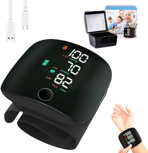 LUFEIS Tensiomètre De Poignet, Moniteur De Pression Artérielle De Poignet Avec écran Tactile LED, Tensiomètre Automatique De Poignet, Brassard Rechargeable Et Réglable, Rechargeable Tonomètre Poignet