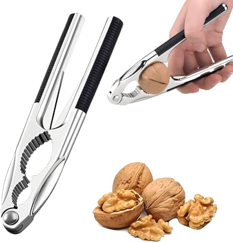 YAZWUR Schiaccianoci per Noci e Nocciole, Metallo di Alta Qualità in Acciaio Inossidabile con Manico Antiscivolo, Leva per Rompere Gusci di Nocciole