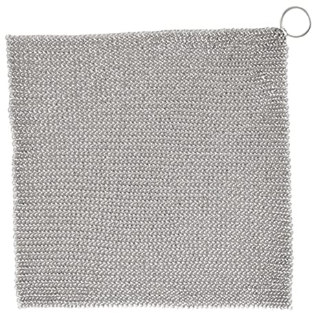 Hperu Pulitrice per Cotta di Maglia in Acciaio Inossidabile per detergente per ghisa, paglietta AntiGraffio 20x20 cm per padelle e pentole antiaderenti