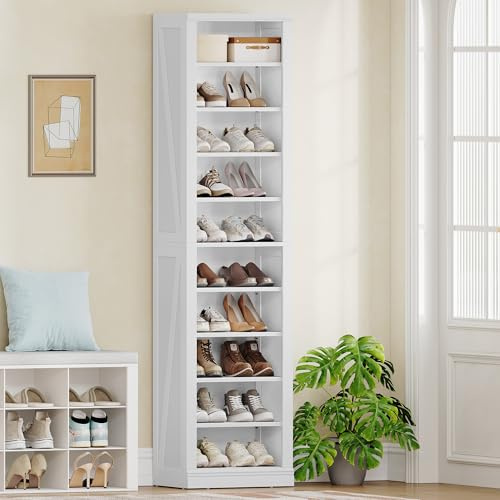 Hzuaneri Meuble à Chaussures, 10 Niveaux(40B cm), 18-20 Paires, Blanc