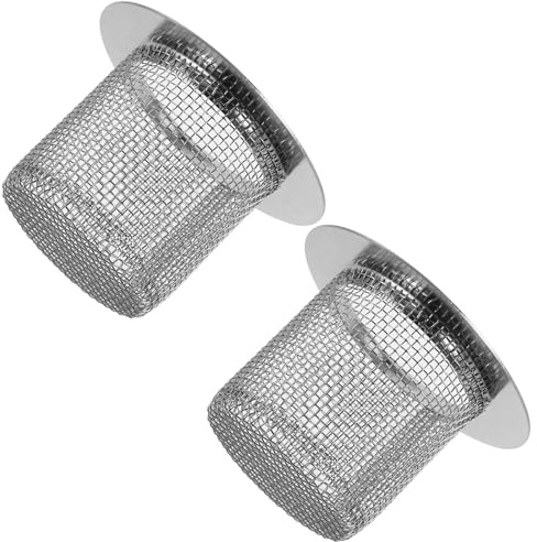 RUNROTOO Filtro di Scarico in Acciaio Inossidabile 2 Pezzi per Lavandino e Vasca da Bagno, Rete Profonda Antiblocco, Copertura Tappo per Scarico Rotondo Argento