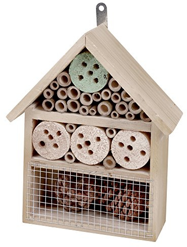 EG Homeware Small Large Wooden Insect Bug Hotel House Wood Shelter Box Roof Coloured Natural (Medium, Natural)